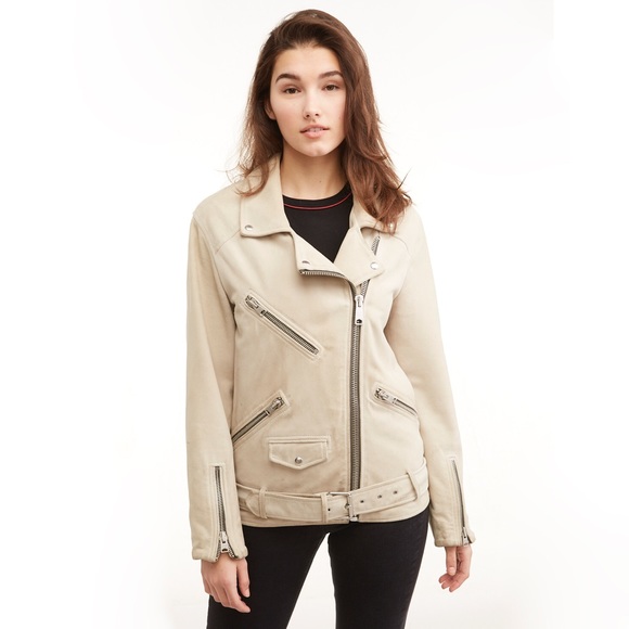 All Saints Suede Leather Oversized Moto Jacket - Picture 4 of 7